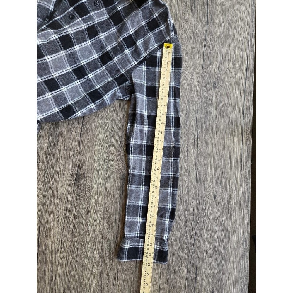 LL Bean Flannel Shirt Mens M Black Gray Plaid Slightly Fitted Cotton 287996 - Picture 6 of 6